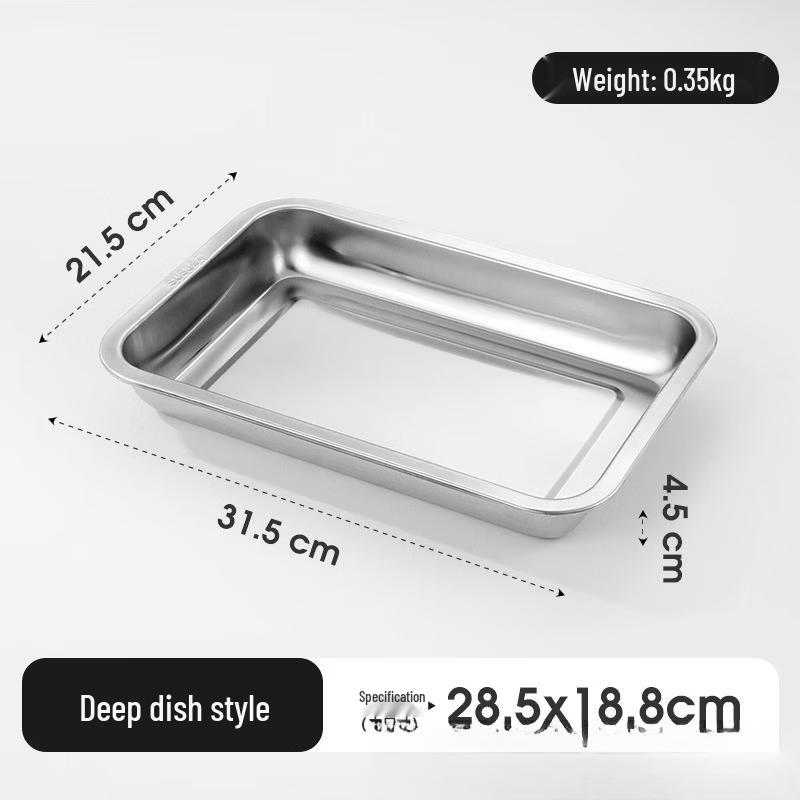 Rectangular 3-Compartment Stainless Steel Deep Dumpling Plate