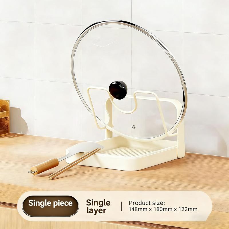 Kitchen Pot Cover Spatula Holder Storage Rack Cutting Board Drain Multi-functional Household Countertop Chopping Board Shelf