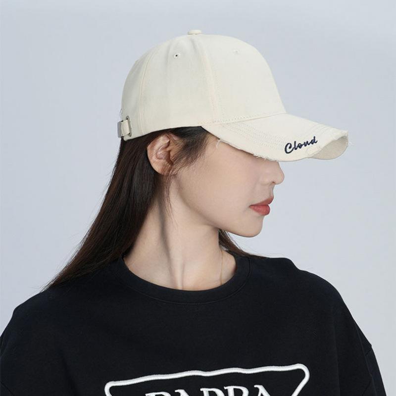 Hard Top Cap Women'S Spring And Summer Letters Big Head Circumference Hat Baseball Cap Sun Hat Men'S Trendy Embroidery