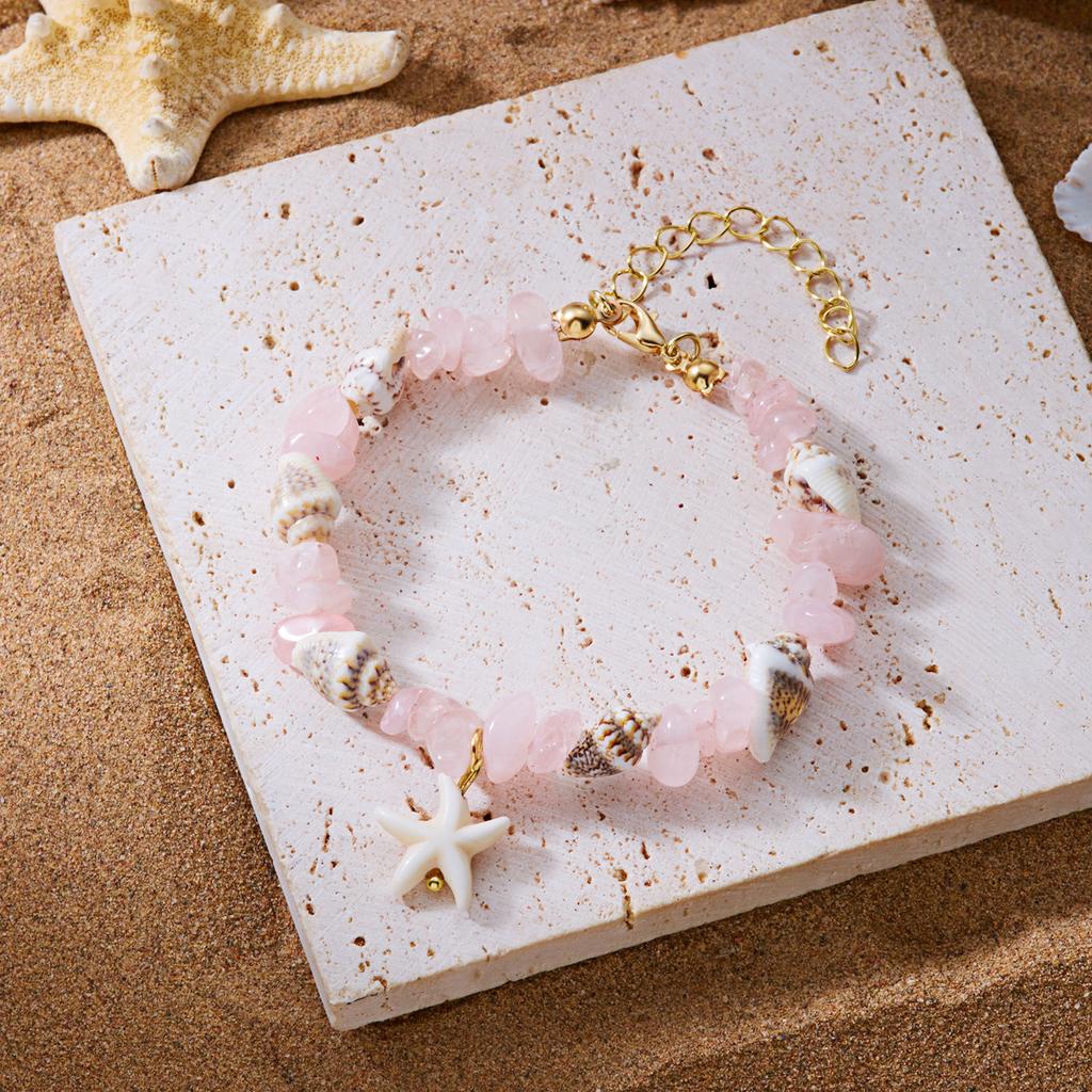 Bohemia Starfish Conch Beads Bracelet For Women Handmade Irregular Crystal Stone Beaded Bracelet Summer Beach Party Jewelry Gift