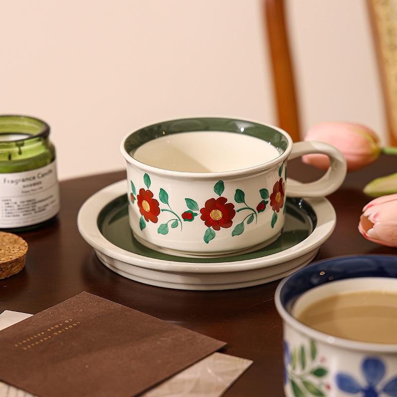 Premium Finnish Medieval Coffee Cup and Saucer Set Gift High Value Ceramic Mug Hand Painted Retro Festival