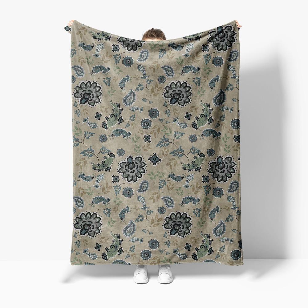 Paisley Print Fleece Blanket Soft Warm Throw Blanket Sofa Bed Decorative Cushion Cover Gift 75x90cm