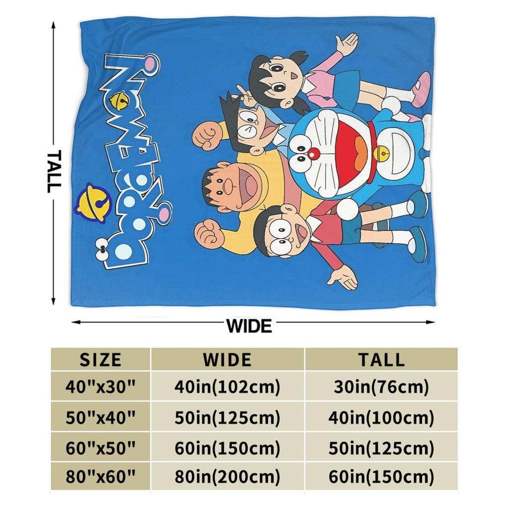 Doraemons Friends Throw Blanket Future Robot Cat Pattern Warm Soft Quality For Boys & Girls Winter Use Fits Couch Chair Sofa Bed