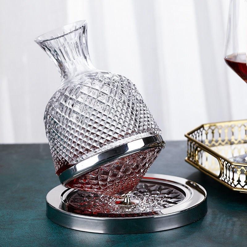 Decanter rotante in cristallo, bicchiere superiore creativo, distributore di vino rosso di alta qualità, brocca, barattolo, regalo, bar, festa, arredamento per la casa, vetreria artistica
