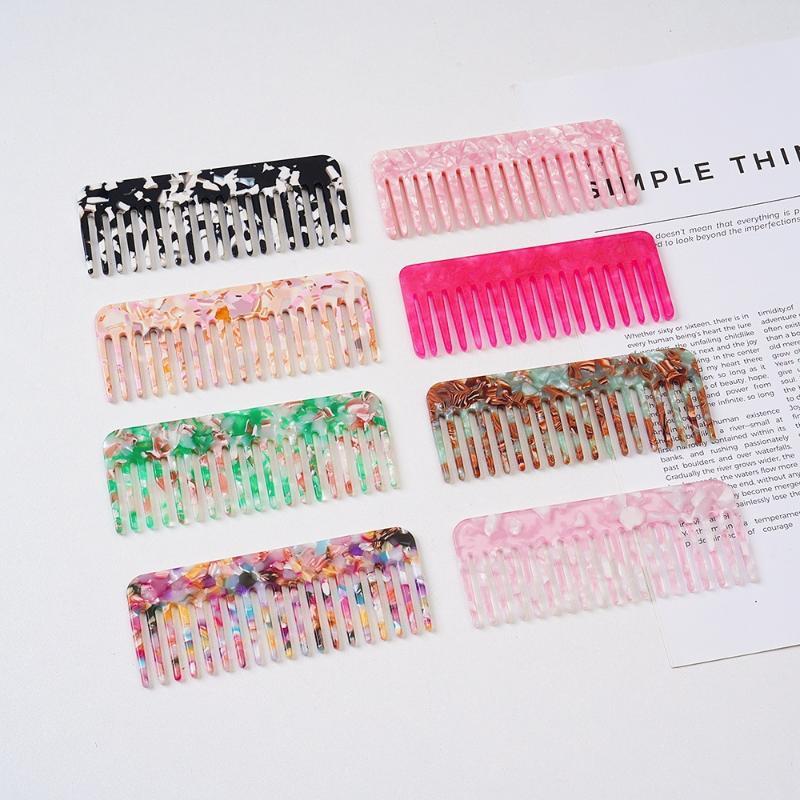 Wide Teeth Acetate Hair Combs Anti-Static Massage Hair Brush Hairdressing Colorful Hairdress Salon Styling Traveling Accessories