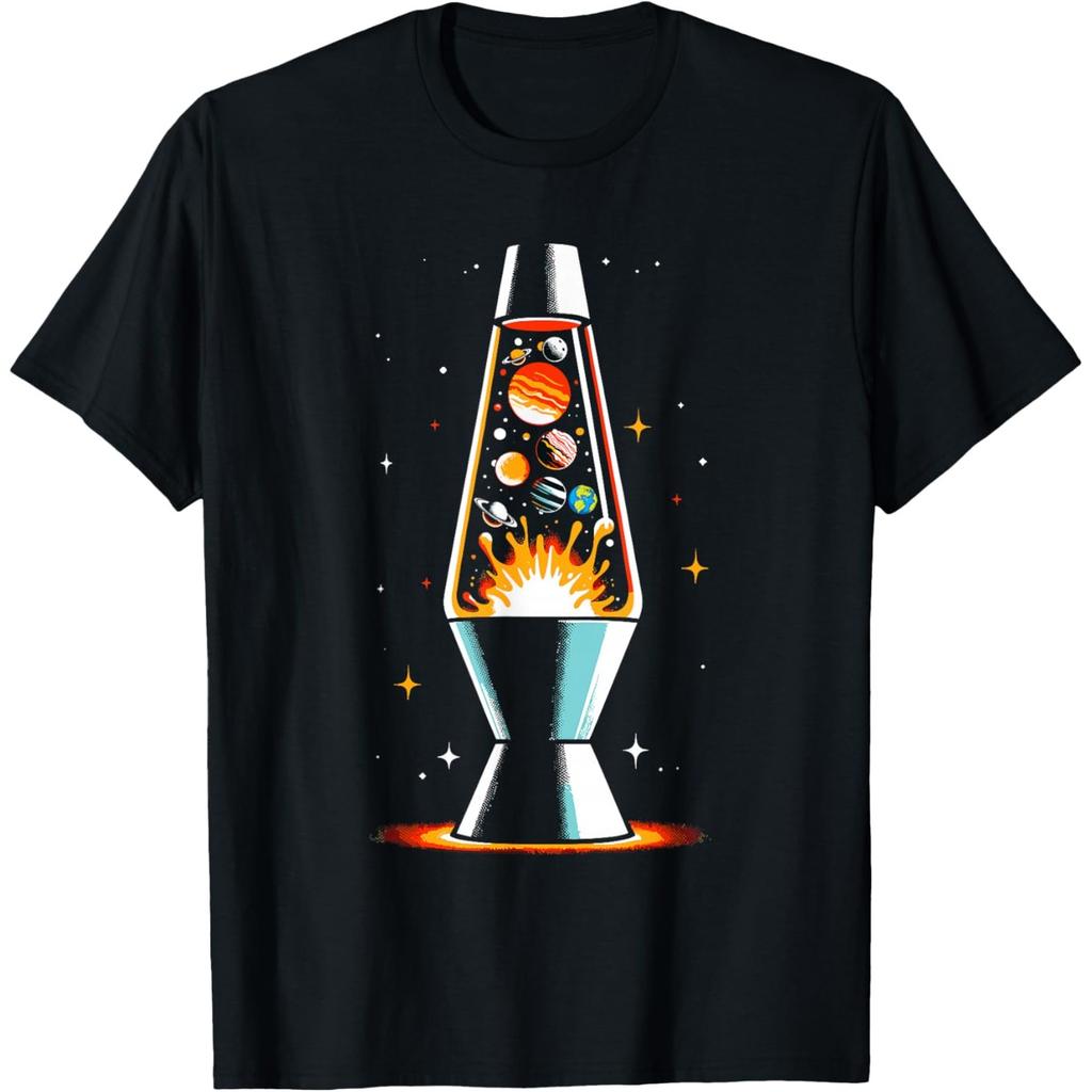Planets Lava Lamp Graphic T-Shirt Funny Science Gifts Casual Cotton Crewneck Tee