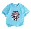 Kids Boys Girls 100% Cotton O-Neck Short Sleeve T-Shirt, Cute Chibi Anime Game Character Printed Casual Soft Breathable Daily Summer Tee Top for Child
