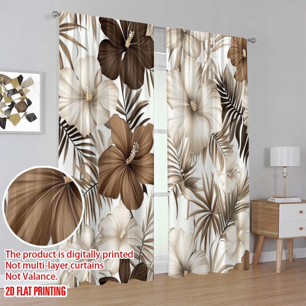 2pcs,2D Plane Printing Contemporary Curtains Tropical Blossom Versatile Fabric (without Rod) Art Deco Festive Perfect for
