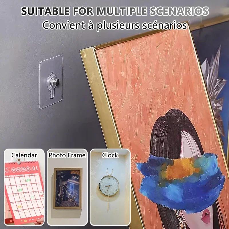 Strong Adhesive Wall Hook Without Piercing Picture Hanger Self-adhesive Wall Hangers Without Holes for Frame Poster Photo Clock