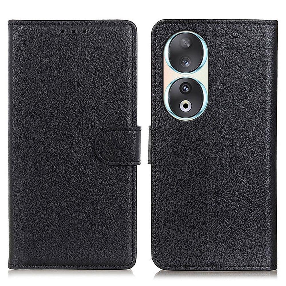 Wallet Phone Case for Honor 90,Litchi Texture PU Leather Stand Protective Phone Cover