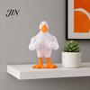 Resin Duck Ornament Muscular Figurine, Strong Fitness Statue, Statue White Yellow Shape for Table Decor Figure