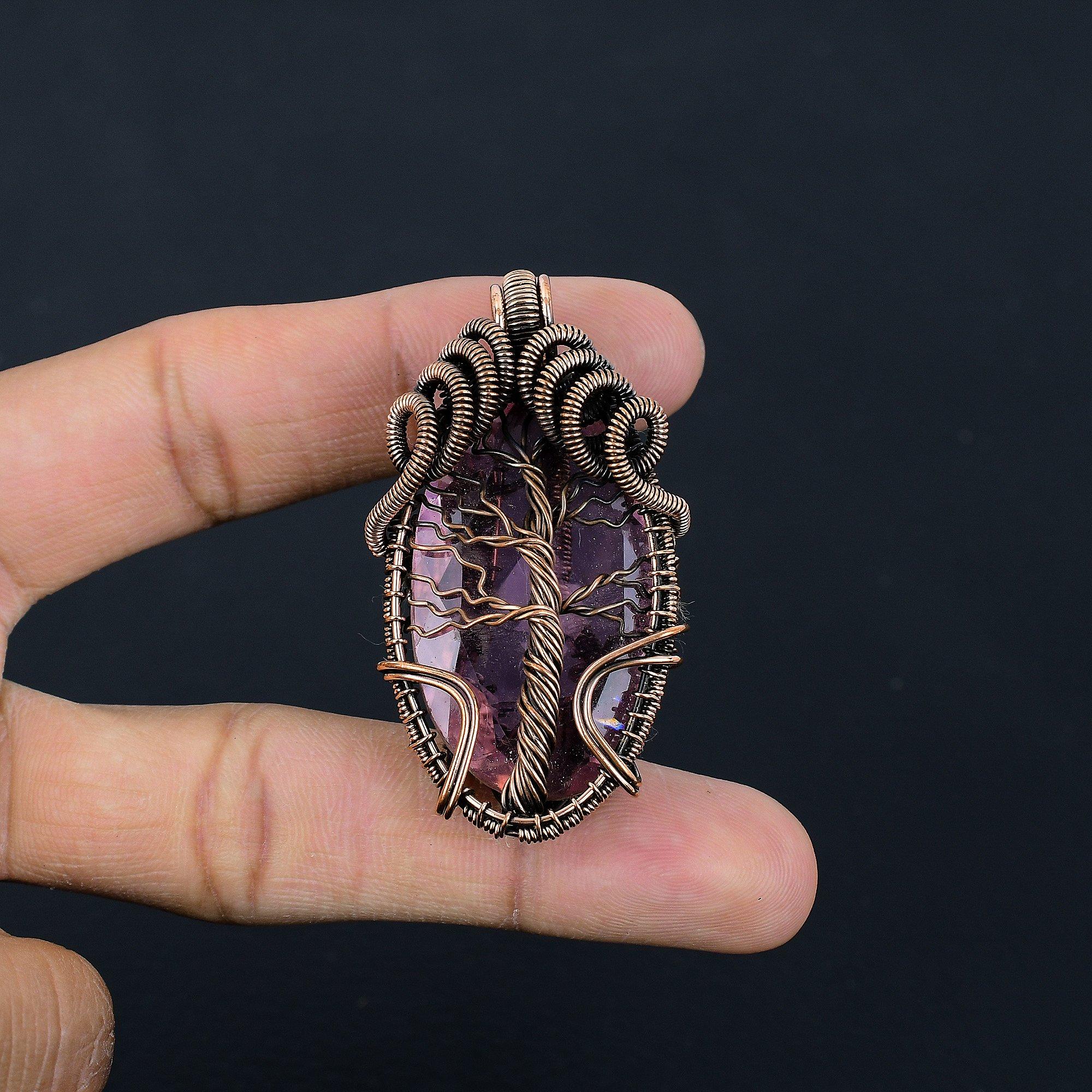 

Кулон из розового кунцита, Ювелирные изделия из драгоценных камней, Кулон, обернутый медной проволокой 999 пробы, Ювелирные изделия ручной работы, Кулон с камнем-талисманом, Подарок для него 2.55 Inches