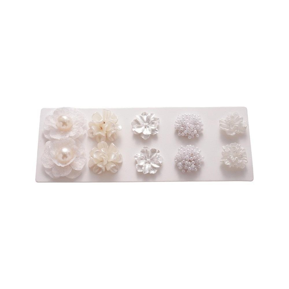 10pcs/Set White Flower Stud Earrings Exquisite Imitation Pearl Stud Gift белый
