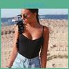 Premium Quality Summer Sexy Women V Neck Rose Petal Velvet Backless Beachwear Bikini Bodysuit For Effortless Style