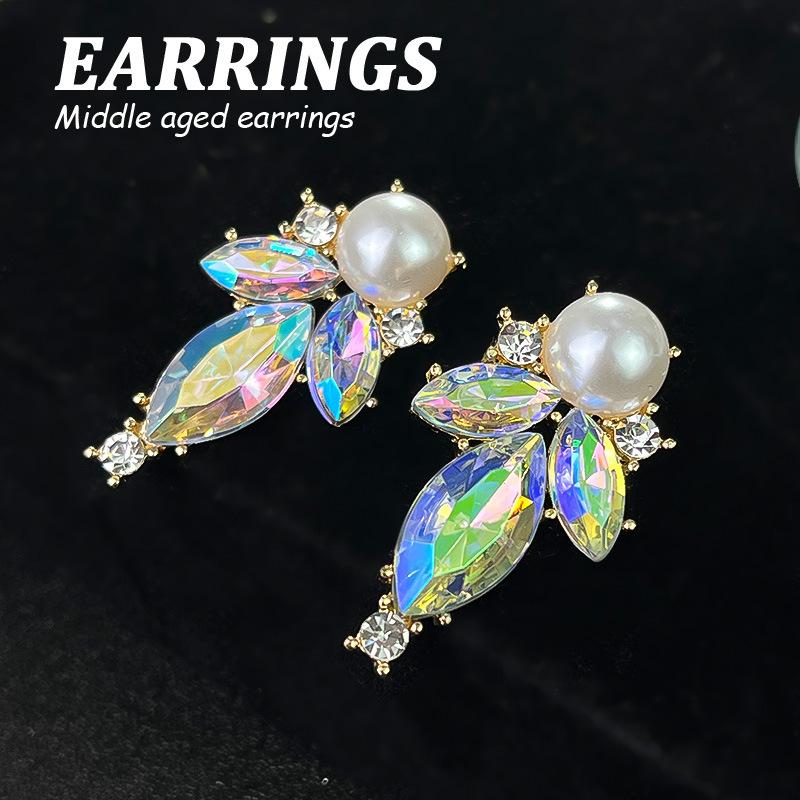 Boucles d'oreilles pendantes Zircon Fleur Colorée pour Femmes, Boucles d'oreilles pendantes Statement pour Fête & Usage Quotidien