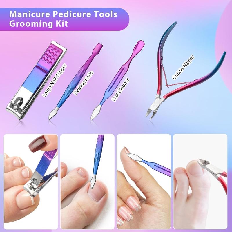 Manicure Set Nail Clippers Pedicure Kit Men Women Grooming kit Manicure Professional Nail Care Tools Gift with Luxurious Travel