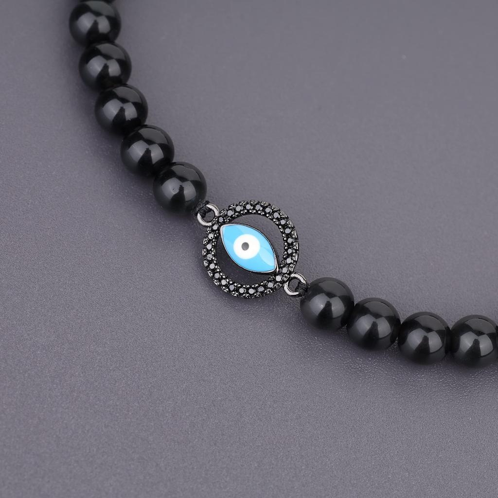 Koai Evil Eye Obsidian Power Stone Bracelet for Adjustable Protects Against Bad Luck and Brings Good Fortune Men, Length,