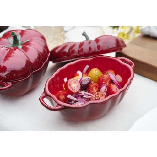 Staub Ceramic Tomato Cocotte, 12cm, Cherry, Heat-Resistant, Microwave-Safe (Official Japanese Product) 40511-855