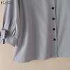 ZANZEA Women Casual Round Neck Solid Color Loose 3/4 Sleeve Blouse