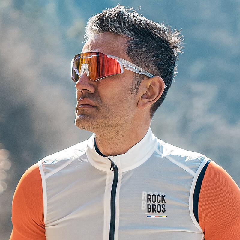 ROCKBROS Cycling Glasses, Polarized Windproof, for Bicycle Outdoor Sports, Protective Goggles, Black And Red Frame/polarized Genuine Red Lenses