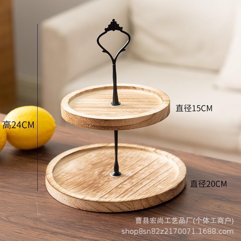 Rustic Wooden Dessert Stand 3-Tier Round Cake Display Tray Wedding Party Buffet Table Decor