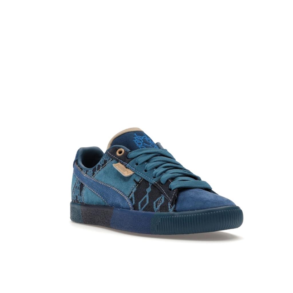 Dapper Dan x Puma Clyde Vintage Pre-Game Runway - Blaue Herren-Sneaker Blazing-Blue Lake-Blue 392082-01