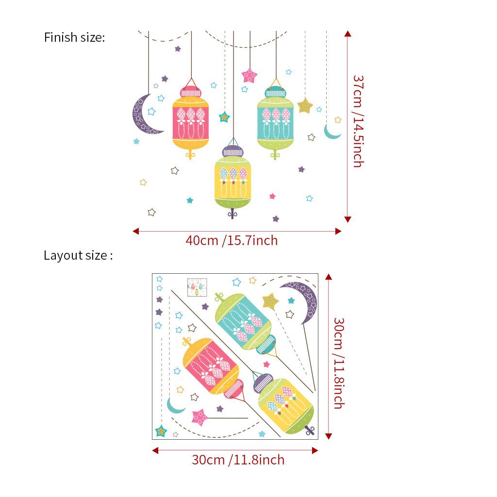 Ramadan Wall Decal Islamic Mubarak Eid Wall Sticker Lantern Moon Star Window Sticker Ramadan Kareem Decorations for Home 2025