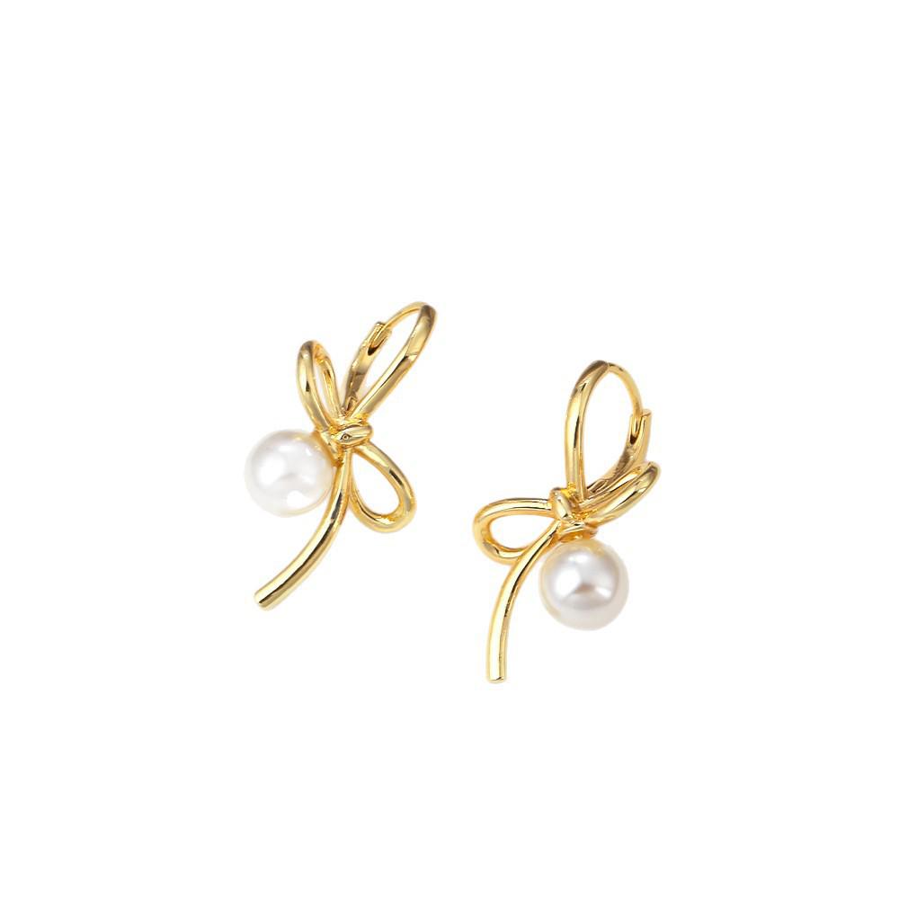 Luxury Asymmetrical Bow Pearl Earrings for Women - Ear Studs, Cuffs & Hoops for Round, Square Faces.