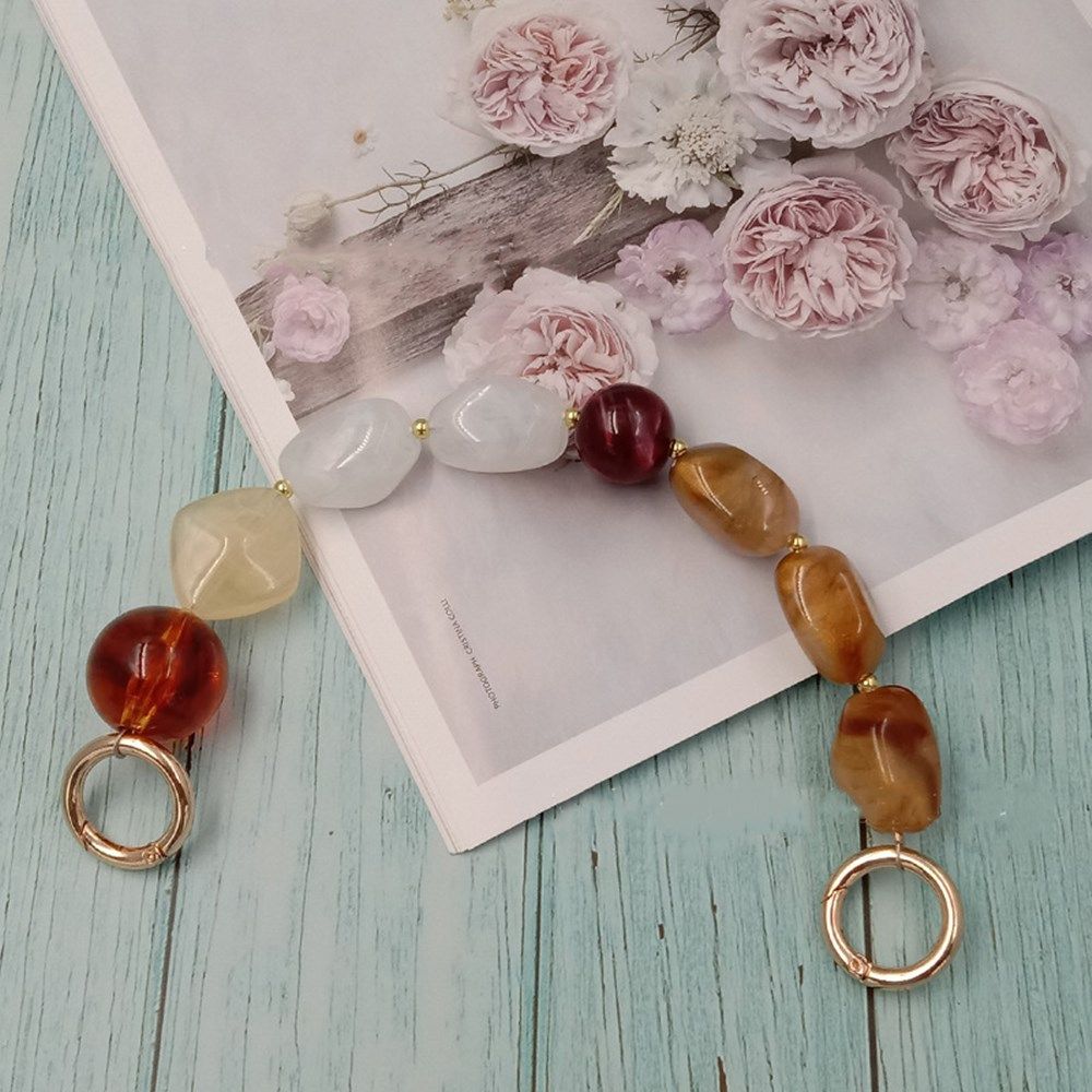 Wristlet Replaceable Resin DIY Colorful Bead Colored Stone Bag Belt Handbag Strap