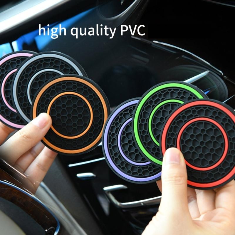 Car Water Cup Holder Pad Honeycomb Texture Embeded Non Slip Mat Universal Automotive Bottle Holder Insert Mat 2.75in