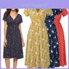 V-Ausschnitt Damen Boho Blumen Midi Kleid Kurze Ärmel Sommer Strand Lässig Sommerkleid