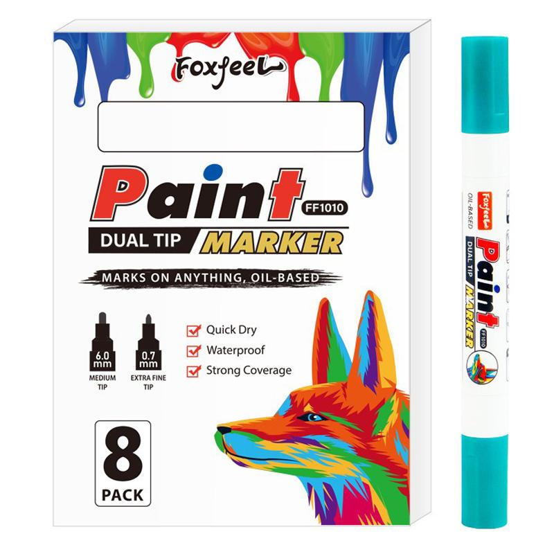 

8Colors/set Double-headed Permanent Paint Marker Waterproof White Markers Tire Tread Rubber Fabric Paint Metal Paint Marker Pens