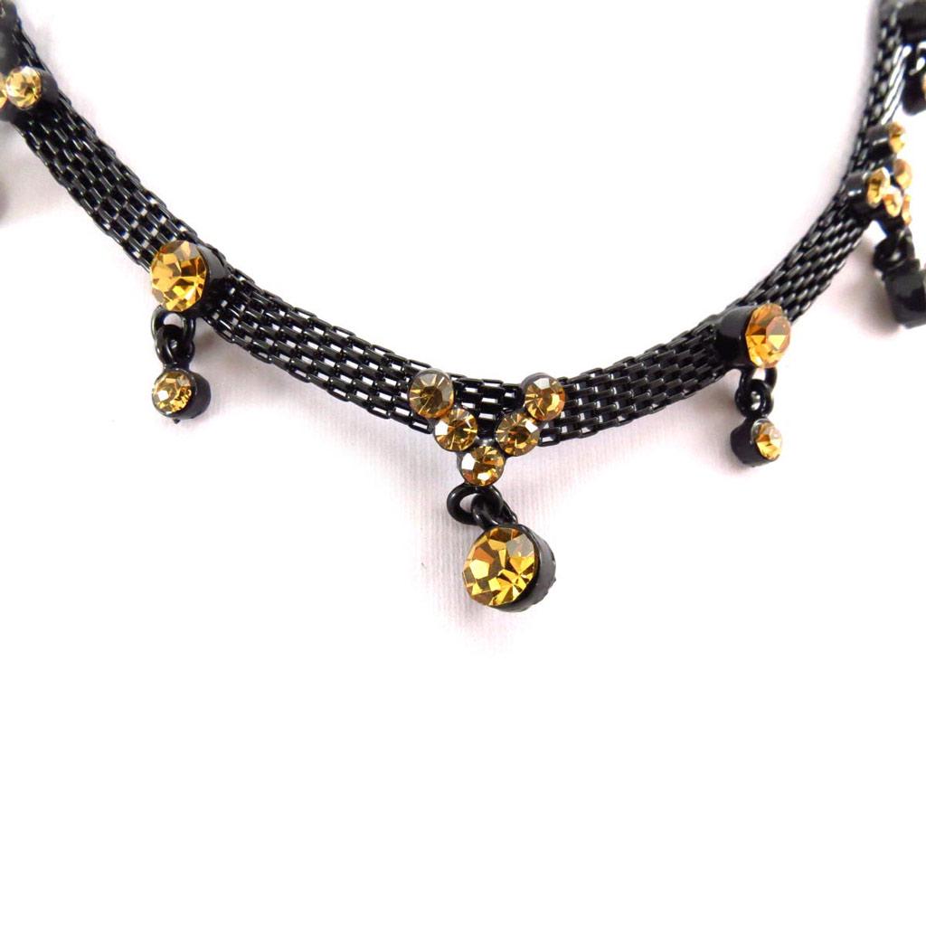Les Trésors De Lily [J6983] - Designer 'Sissi' Amber Black Choker