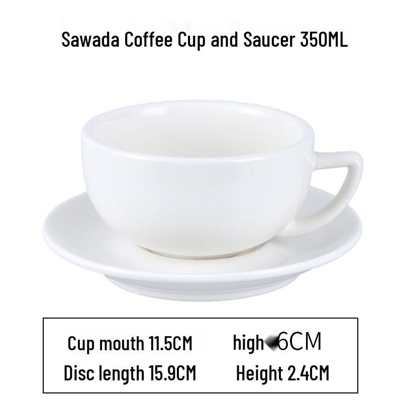 European Latte Art Cappuccino Cup & Saucer Set - White Ceramic Tea/Coffee Cup for Hotel Guest Room