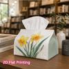 1pc, 2D Flat Printing, Tissue Box Watercolor Narcissus Pattern In Spring Printed Tissue Box, Durable Decoration, Living Room, Bedroom, And Car, an Ide