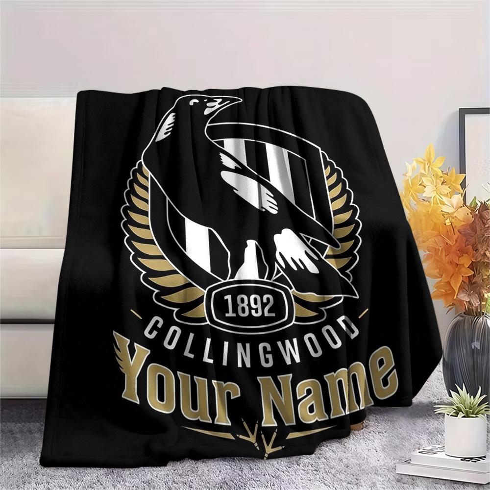 1PC Collingwood Raven Crest Custom Name Patterned Flannel Blanket Suitable For All Seasons For Home Decor Warmth And Comfort Gifts Holiday Present
