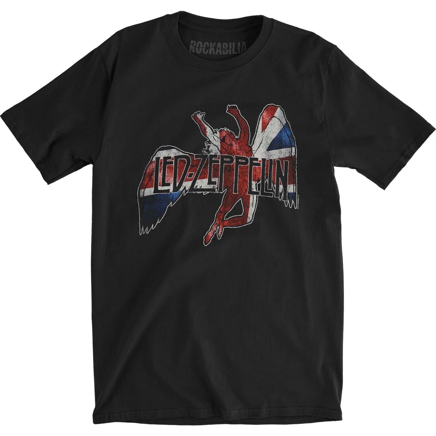 Men s Led Zeppelin Icarus Flag Slim Fit T-shirt XX-Large Black 2XL