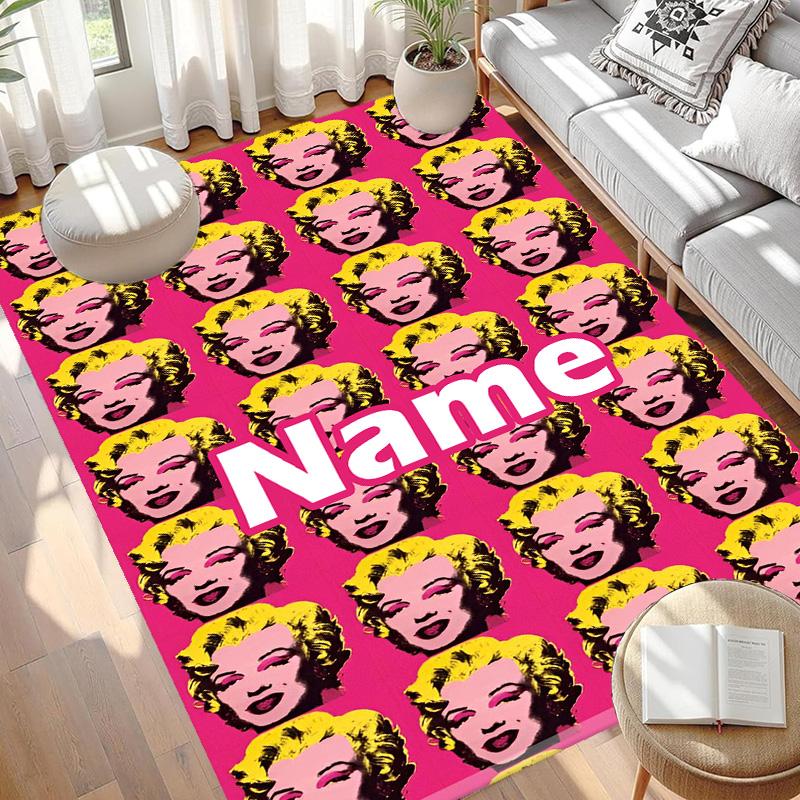 Custom Name Personalized Marilyn Monroe Print Carpet, Versatile Home Decor Rug, for Playroom, Apartment, Balcony, Entryway, Hallway Gift