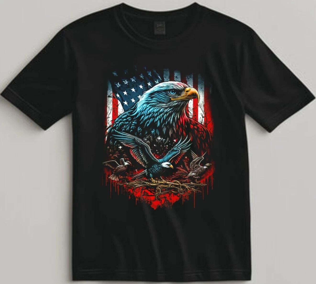 Футболка с Белоголовым Орлом и Флагом США Патриотическая Графическая Футболка для Любителей Американской Свободы XL