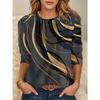 Spring and Autumn Round Neck Abstract Pattern 3D Printed Top Fashionable Casual Long Sleeved Women's T-shirts
