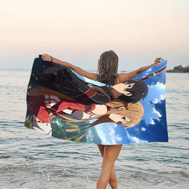 1pc Sword Art Online2 Beach Towel, Beach and Seaside Swimming Pool Equipment, Fashion Pattern, Rectangular, Travel Essentials
