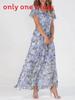 Summer Floral Chiffon Maxi Dress With Ruffle Vneck For Casual Wear