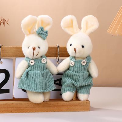 Cute Couple Rabbit Plush Toy Cartoon Bunny Pendant Soft Stuffed Doll Keychain Car Key Ring Backpack Bag Decor Kid Gift