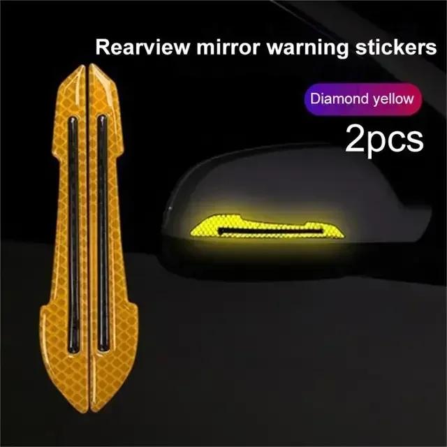 2PCS Car Reflective Sticker Car-styling Rearview Mirror Sticker Safety Warning Reflective Sticker Car Strip Stickers Exterior