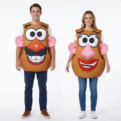 Costum Amuzant Mr. Potato Head. iar doamna. Ținută Potrivită Potato Head Halloween Cosplay Tunica Pereche Petrecere de Carnaval Deghizare