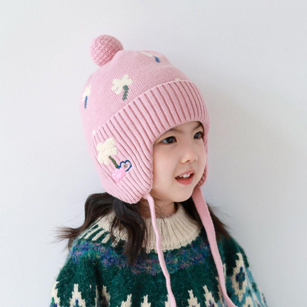 Fleece Lining Winter Baby Crochet Hat Soft Kids Ear Protection Hat Toddler Use