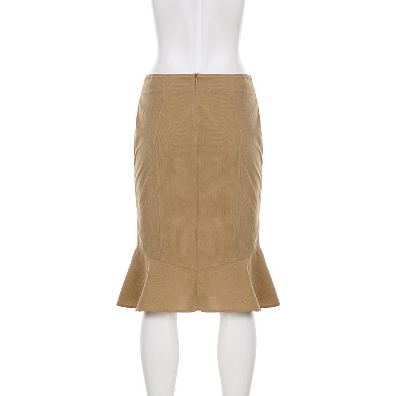European Retro Embroidered Fishtail Skirt - Elegant, Slimming, Pure Color Design for Women