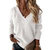 Women's Solid Color Sweater Women's V-neck Long Sleeved Pullover Sweater Top