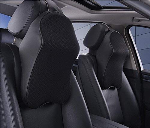 ZATOOTO Neck Pad, Car Cushion with Lumbar Support, Car Headrest, Memory Foam Neck Pillow for Travel, Driving, and Gaming, Black (LY135-B)