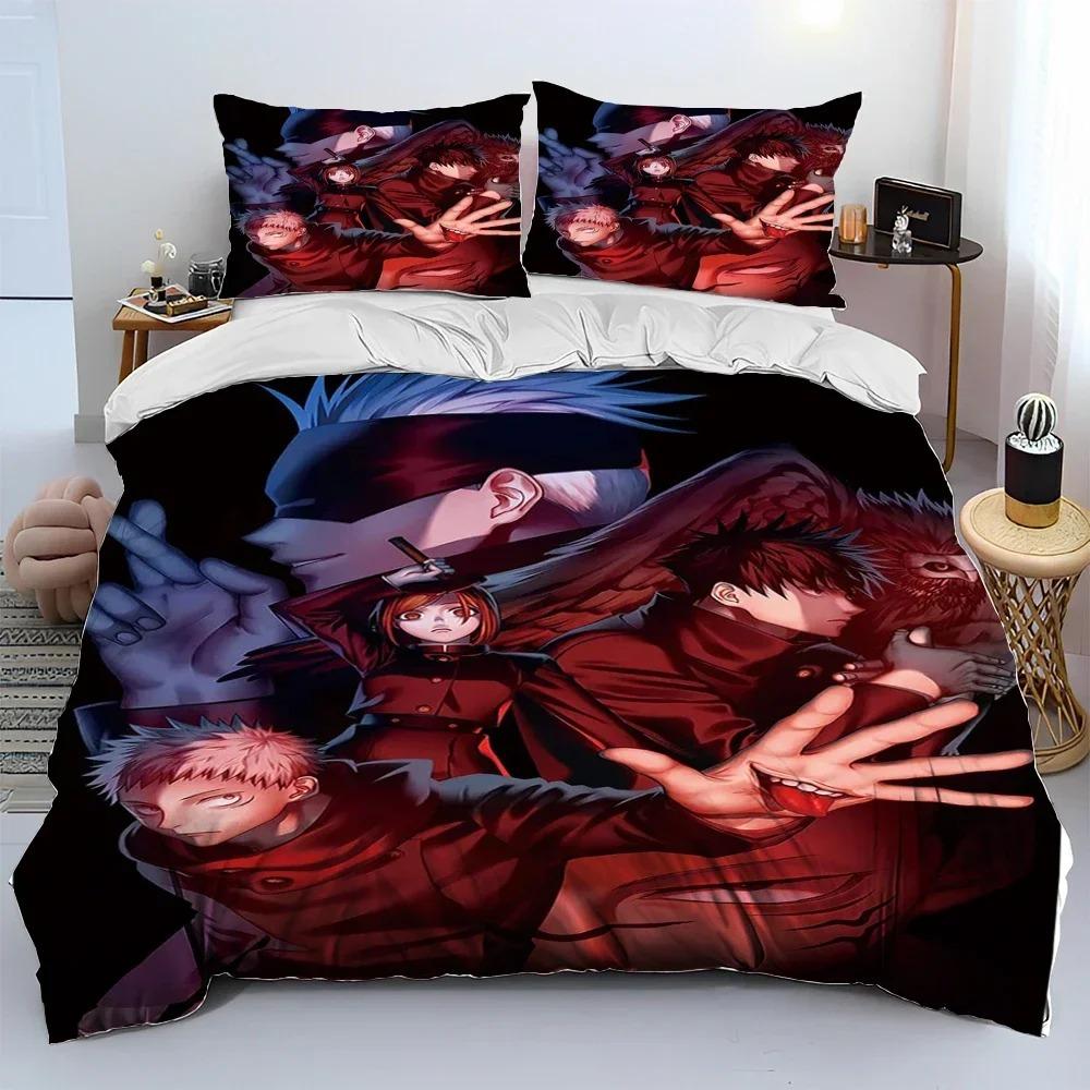 Comforter 3D Jujutsu Kaisen Anime Cartoon Bedding Set 3D Printed Suitable For Bedroom Kids Home Textile